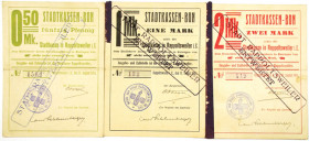 Rappoltsweiler. 1914. Stadtkasse in Rappoltsweiler i.E. Lot of 3 Issued Emergency Notgeld Notes.