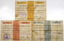 Wattenscheid. Sparkasse Der Stadt Wattenscheid, 1914. Lot of 3 Issued Notgeld Notes.