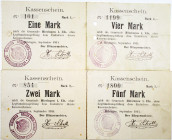 Hirsingen i. Els (Hirsingue, France today). 1914. Lot of 4 Issued Notgeld Emergency Notes.