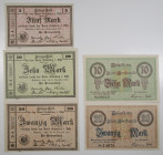 Greifswald & Grünberg. 1918. Lot of 5 Issued Notgeld POW War Emergency Scrip Notes.