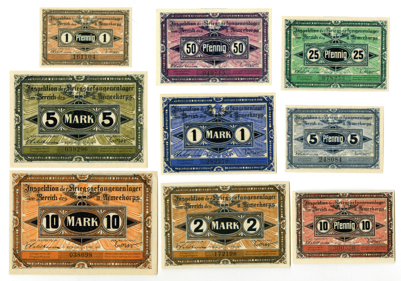 Germany, 1917. Group of 9 Issued Notgeld Banknotes for use in the Havelberg Pris...