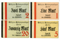 Lutin Officer Prisoner of War Camp Notgeld Quartet, 1916-17