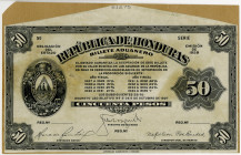 Republica de Honduras. Billete Aduanero (Customs Notes). 1928 Uniface Progress Front Proof