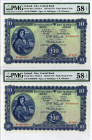 Central Bank of Ireland, 1957 Sequential Issue Banknote Pair.