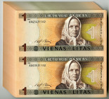 Lietuvos Bankas - Bank of Lithuania, 1994 Group of 100 Uncut Pairs (200 Notes)