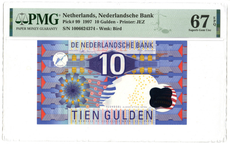 Netherlands. 1997. 10 Gulden, P-99, Issued banknote, Purple and blue-violet on m...