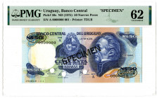 Banco Central del Uruguay, ND (1975) Specimen Banknote Set of 4 Notes.