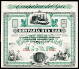 Compania del Gas, 1880's Specimen Stock Certificate