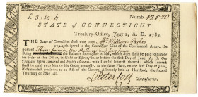 State of Connecticut, 1782 Treasury Office "Continental Army" Payment