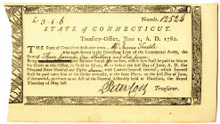 State of Connecticut, 1782 Treasury Office "Continental Army" Payment Signed by Peter Colt as Treasurer.