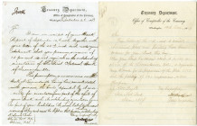 Treasury Department, Office of Comptroller of Currency, Pair of Letters Signed by John Jay Knox Jr., 1869-73