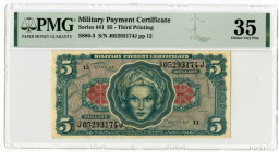 U.S. Military Payment Certificate, Series 641, ND (1965) Issued Banknote