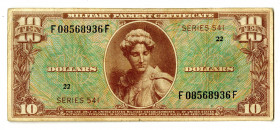 Military Payment Certificate, Series 541, $10 VF.