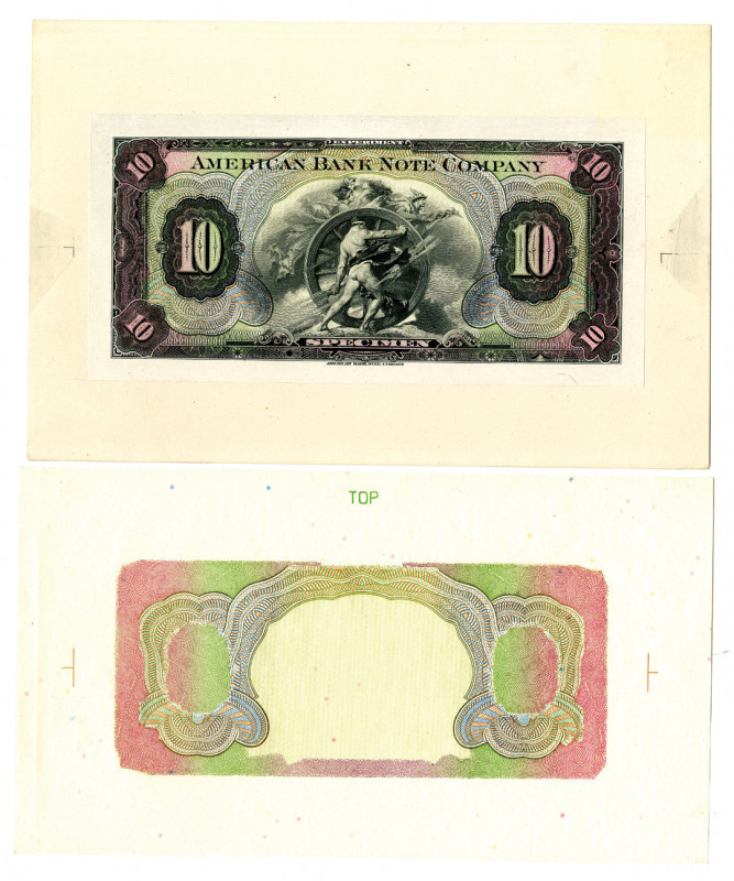 NY, (ca.1920's), 10 Denomination, Specimen printed as part of note but this is a...