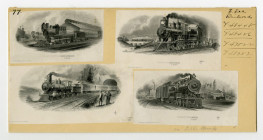 Railroad Vignettes by Franklin Bank Note Co. ca. 1877-1904, 4 Different Proofs  Mounted on Archival Storage Envelope