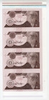 DuraNote, Charles Darwin, Uncut Vertical Strip of 4 notes, ND 1980-90's Specimens on DuraNote Polymer Paper.