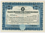 Elgin Motor Car Corp., 1921 Stock Certificate.