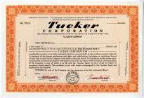 Tucker Corp. ND (ca.1940s). Specimen Automobile Stock Certificate
