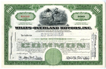 Willys-Overland Motors, Inc., ca. 1920-40s Specimen Stock Certificate