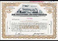 Air Investors, Inc., 1930's Specimen Stock Certificate