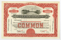 Bendix Aviation Corporation ca. 1929-32 Specimen Stock Certificate With Zeppelin.