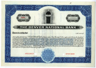 Denver National Bank. 1929. Specimen Stock Certificate