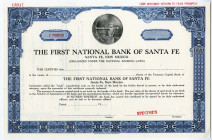 First National Bank of Santa Fe. ND (1930-50s). Specimen Stock Certificate