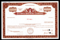Olympia Brewing Co., ND (1970-80's) Specimen Stock Certificate