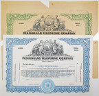 Peninsular Telephone Co. Proof Mock-Up and Proof Stock Certificate Pair, ca. 1940s