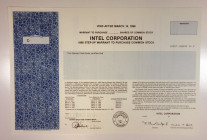 Intel Corporation, 1993 Specimen Stock Warrant Certificate
