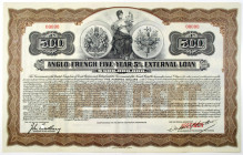 Anglo-French Five-Year 5% External Loan 1915 Specimen Bond