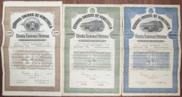 Estados Unidos de Venezuela, 1900s Specimen Bond Trio