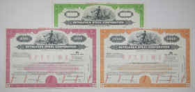 Bethlehem Steel Corp., 1970 Specimen Registered Bond Trio.