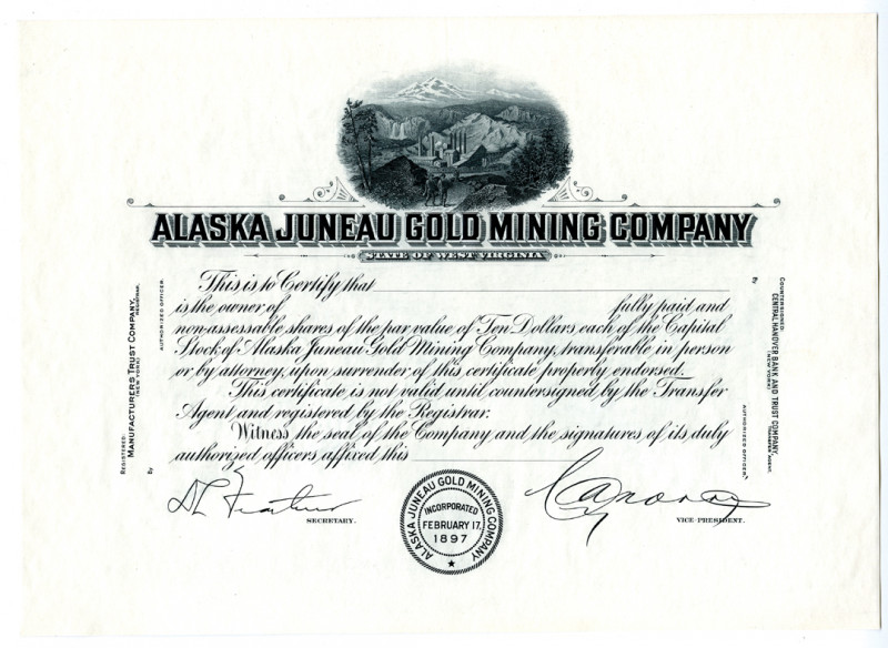 Alaska, (Inc. in West Virginia), ND (1900-20s). Odd Shares Progress Proof Capita...