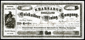 Kearsarge Consolidated Quicksilver Mining Co. 1875 Issued Shares