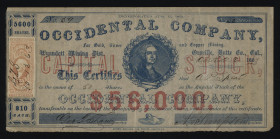 Occidental Company for Gold, Silver and Copper Mining, 1863 I/U Stock Certificate.