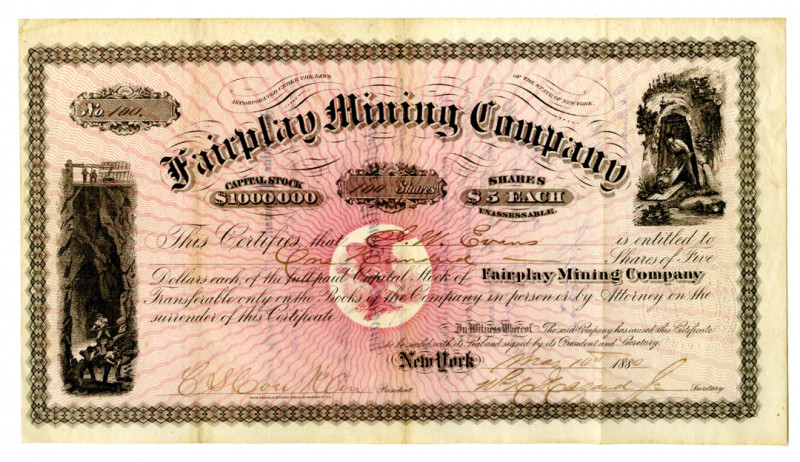 Montana Territory (Inc. and offices in New York), 1880. 100 Shares I/U Capital s...