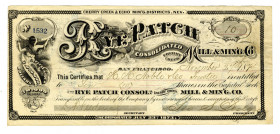 Rye Patch Consolidated Mill & Mining Co., 1874 I/U stock certificate.