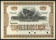 Pacific Wharf and Storage Co., 1900-1920 Specimen Stock Certificate.