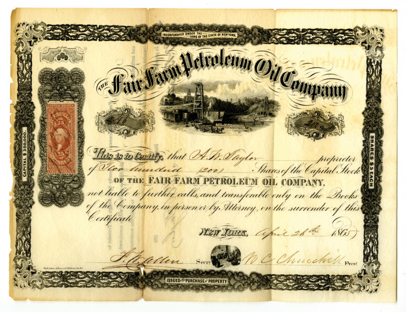 New York. 200 Shares I/U Stock Certificate. Black printing with an ornate black ...