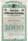 South Bend & Mishawaka Street Railway Co., 1885, $1000 Specimen Bond Rarity