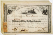 Baltimore & Ohio Rail Road Co. 1851 I/C Stock Certificate Group of 16