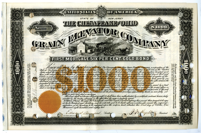 New Jersey.... $1000 6% 1st Mortgage Gold Coupon Bond, Black print on black bord...