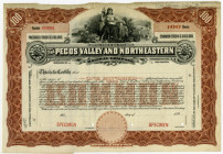 Pecos Valley and Northeastern Railway Co. 189x, (ca.1890s) Specimen Stock Certificate