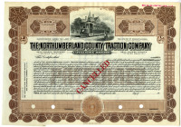 Northumberland County Traction Co., ca.1920-1930 Specimen Stock Certificate
