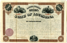 State of Louisiana, 1871 I/U Bond Signed by Governor Henry C. Warmoth