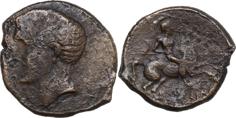 Greek Italy. Northern Apulia, Canusium. AE 22 mm. c. 250-225 BC. Obv. Bare male ...