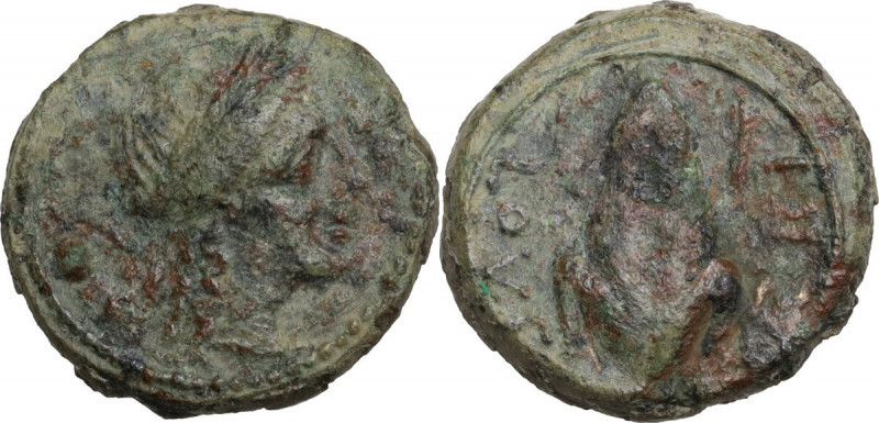 Greek Italy. Northern Apulia, Luceria. AE Uncia, c. 211-200 BC. Obv. Laureate he...