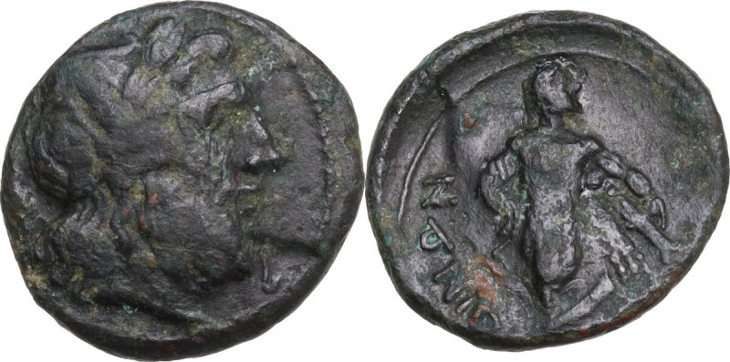 Greek Italy. Southern Apulia, Sidion. AE 15 mm. c. 300-275 BC. Obv. Laureate hea...
