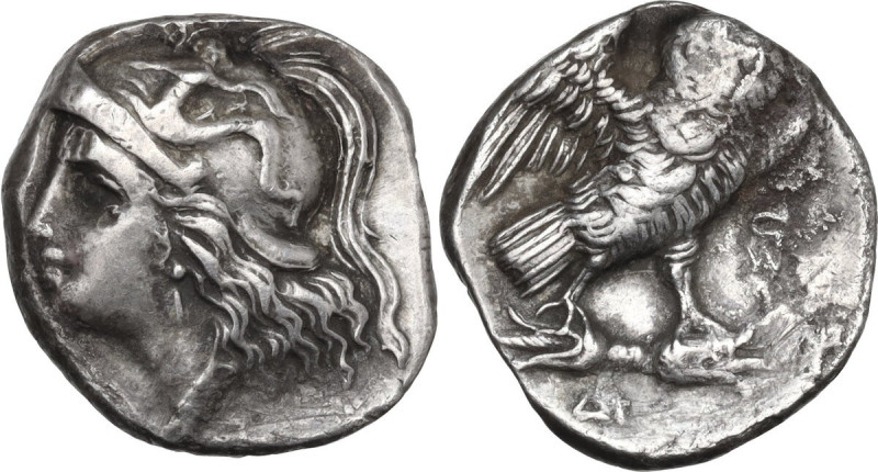 Greek Italy. Southern Apulia, Tarentum. AR Drachm, c. 281-272 BC. Obv. Head of A...
